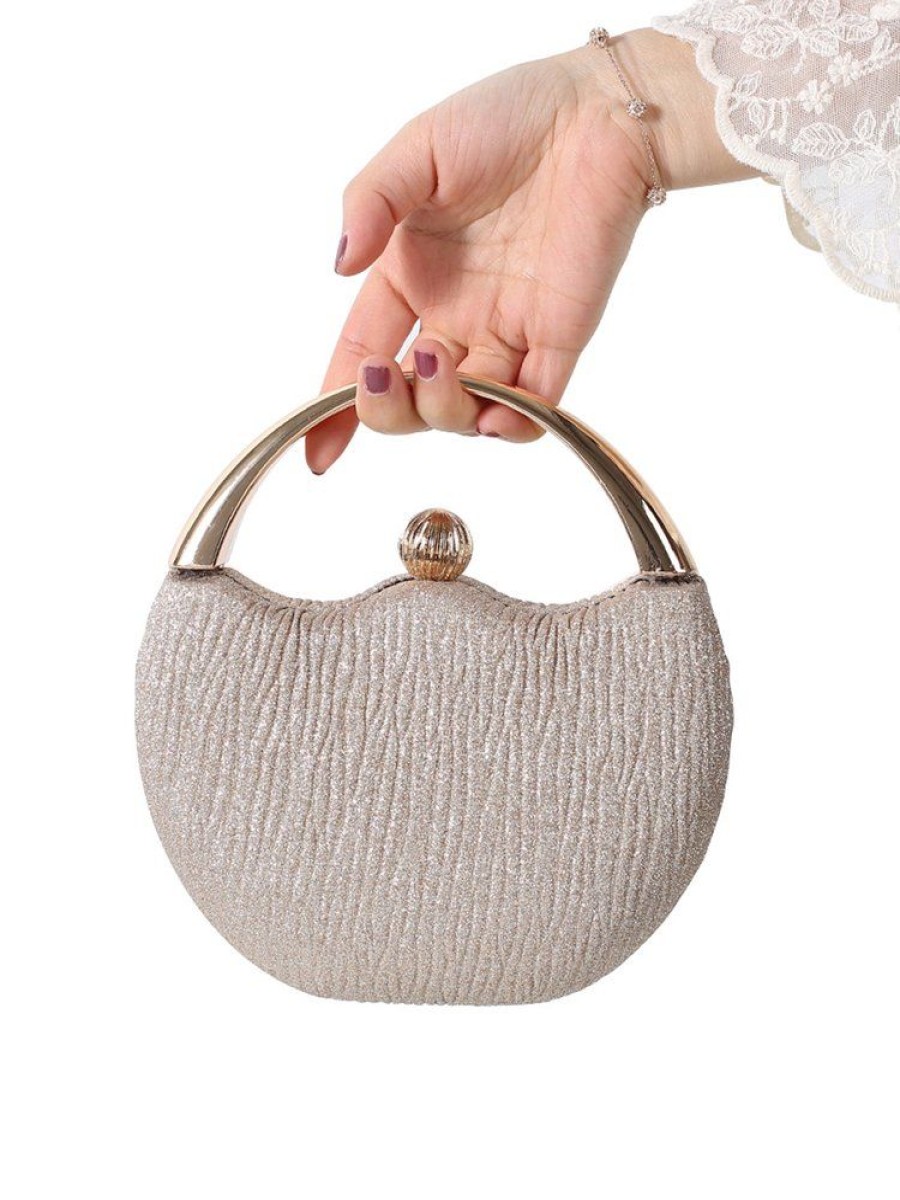 Accessories zolucky | Luxury Glitter Round Pleated Wedding Clutch Bag Women Party Handbag