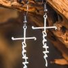 Accessories zolucky | Women Faith Letter Shaped Dangle Earrings As Picture