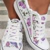 Shoes zolucky | Floral Light Lace Up Canvas Sneakers As Picture