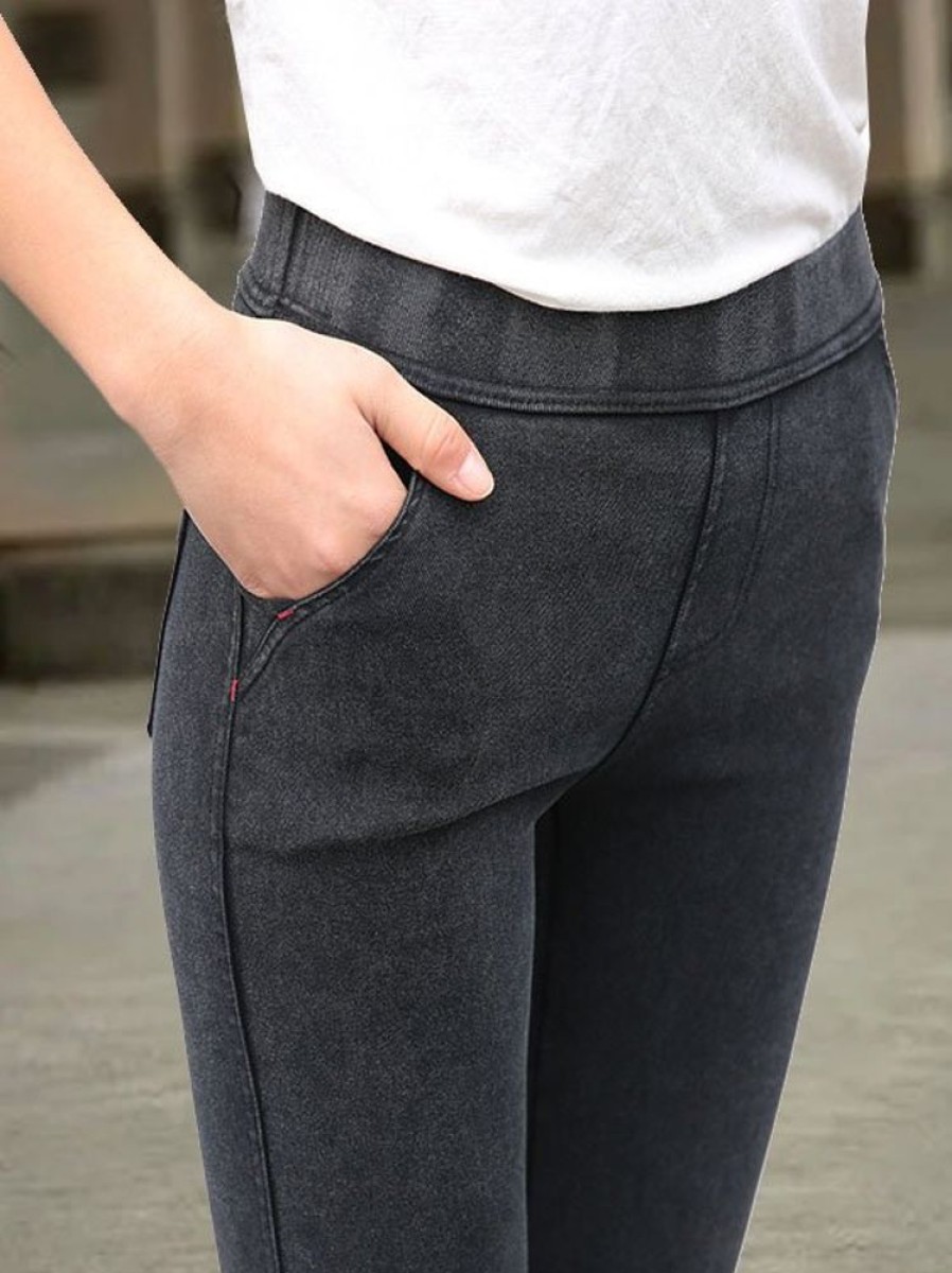 Bottoms zolucky | Plain Casual Loose H-Line Straight Pants With Pockets Black-Grey