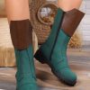 Shoes zolucky | Vintage Color Block Side Zip Riding Boots