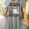 Dresses zolucky | Just Because Im Awake Doesn‘T Mean I'M Read To Do Things Women'S V Neck Dress