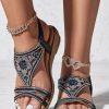 Shoes zolucky | Floral Rhinestone Cutout Wedge Sandals